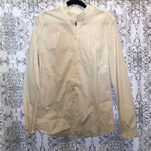 Ruffle button down white shirt